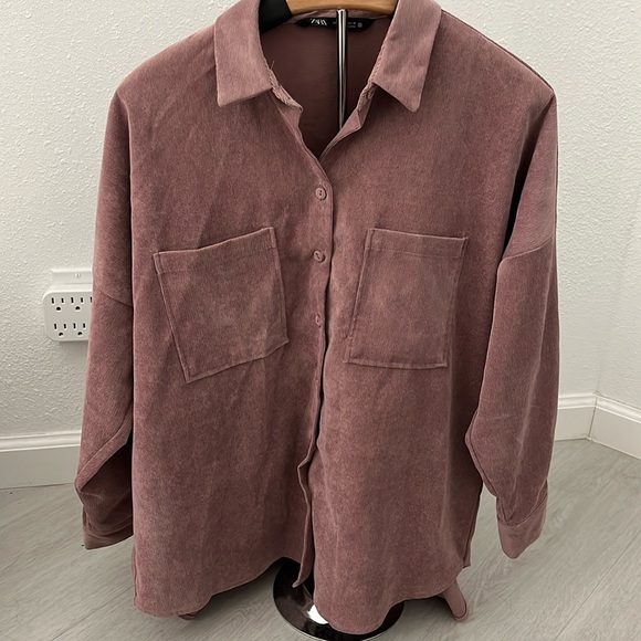 Zara Tops - Zara Mauve Corduroy Button Down